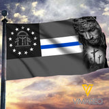 Georgia BLUE LINE FLAG 3D PRINT JESUS