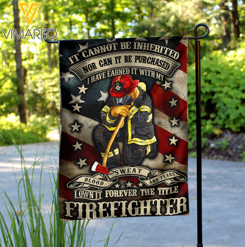 FIREFIGHTER AMERICA GARDEN FLAG