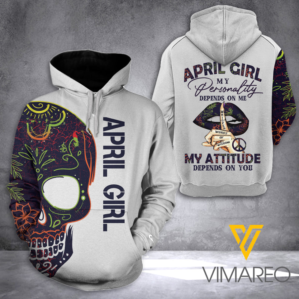 April girl- Skull HOODIE 3D PRINTED