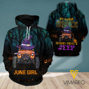 JUNE GIRL DRIVE A JEEP HAPPY HALLOWEEN HOODIE 3D PRINTED NEY168A