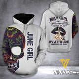 June girl- Skull HOODIE 3D PRINTED