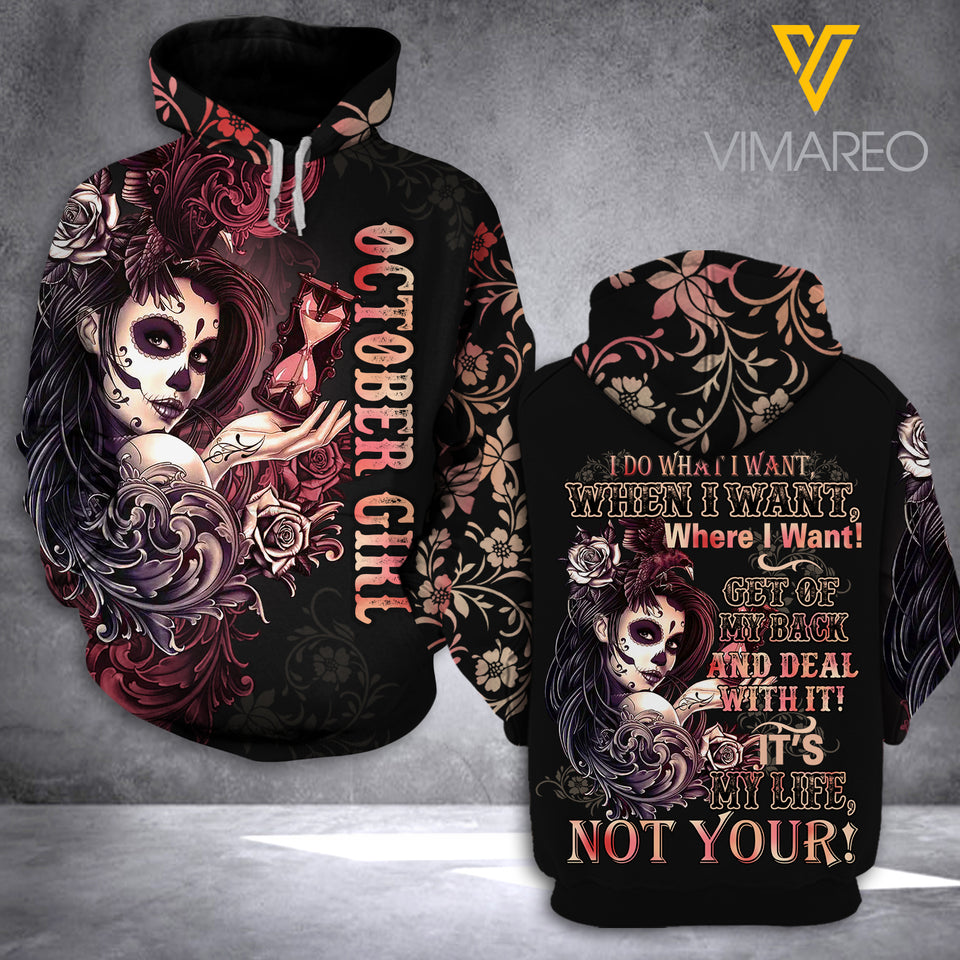 OCTOBER GIRL TATTOOS HOODIE 3D PRINTED 1707A
