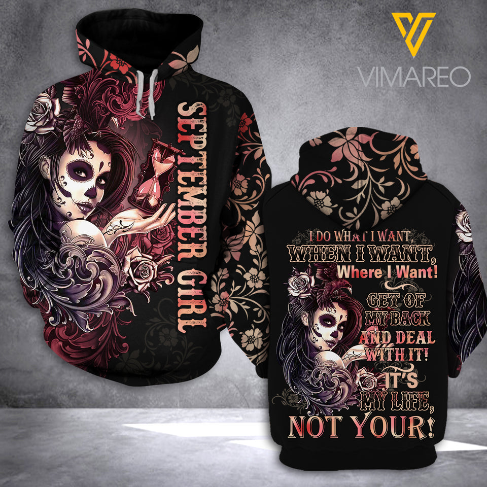 SEPTEMBER GIRL TATTOOS HOODIE 3D PRINTED 1707A