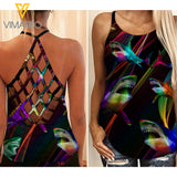 Shark girl Criss-Cross Open Back Camisole Tank Top 1407MQ