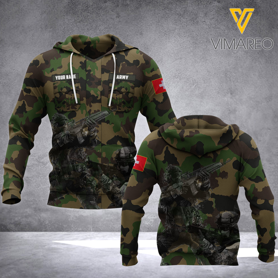Swiss camo Art combat personalized HOODIE 3D PRINTED