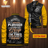 Personalized Plumber Leather Bomber Jacket SEP-MA28
