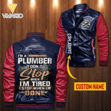 Personalized Plumber Leather Bomber Jacket SEP-MA28