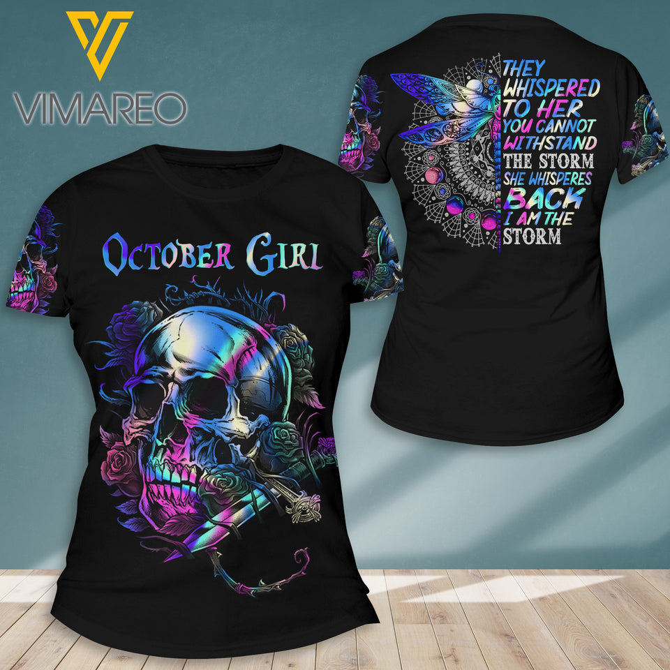 PHN OCTOBER GIRL TSHIRT 3D PRINTED SEP-DT21