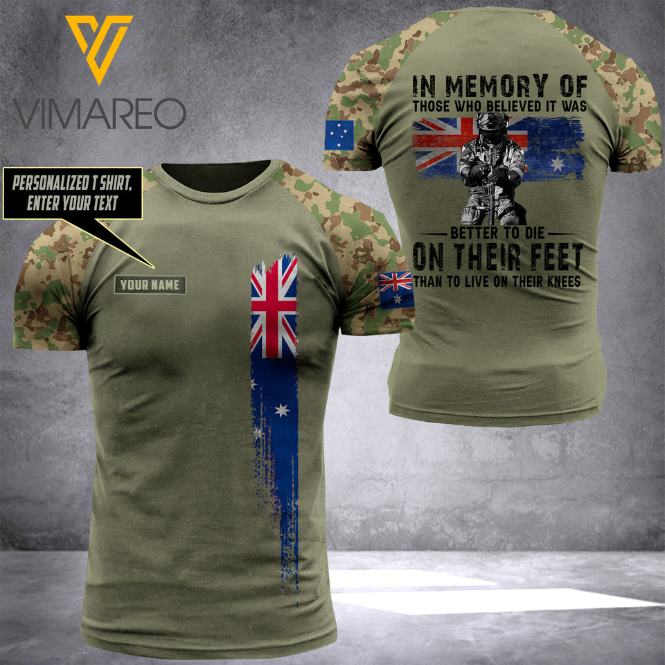 PHN Personalized Australian Army 3D Printed T-Shirt JUL-HQ16