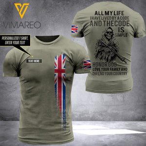 PHN PERSONALIZED BRITISH ARMY TSHIRT PRINTED APR-QH14
