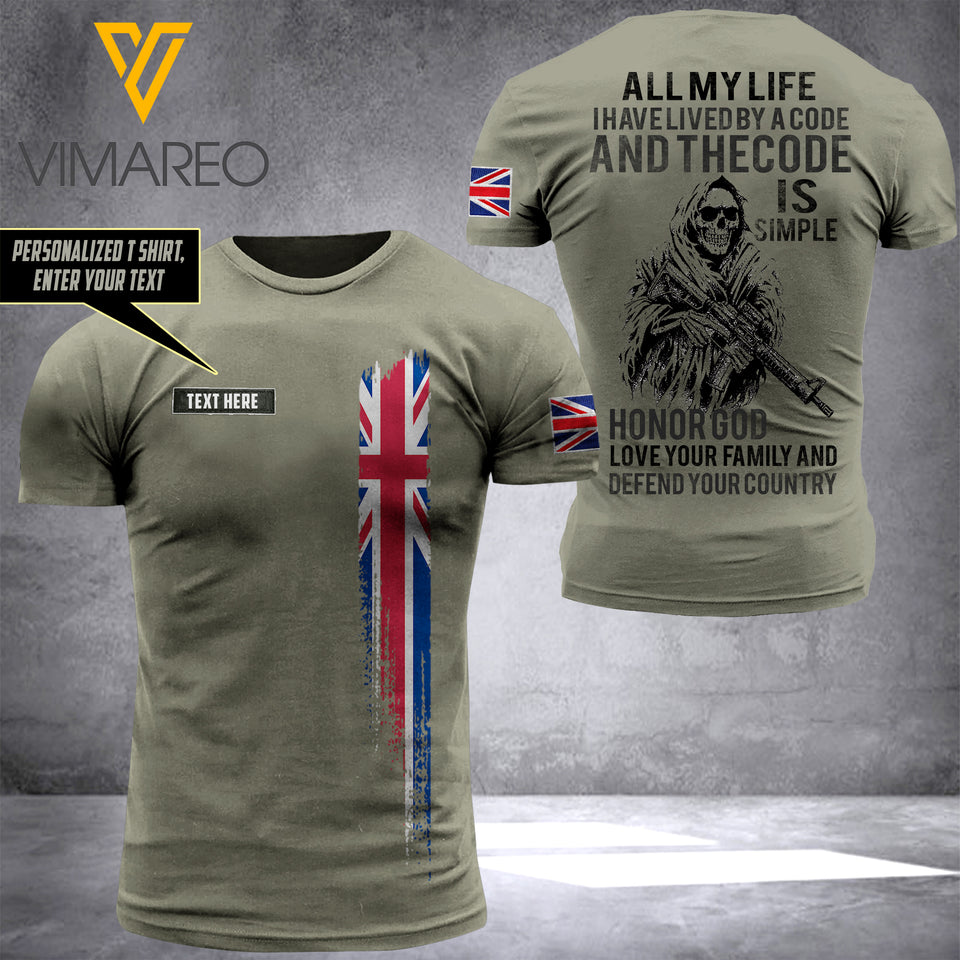 PHN PERSONALIZED BRITISH ARMY TSHIRT PRINTED APR-QH14