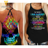 PHN MAY GUY TYE DYE Criss-Cross Open Back Camisole Tank Top Legging MAR-DT15
