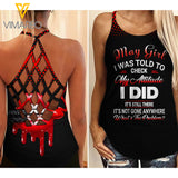 PHN May Girl Criss-Cross Open Back Camisole Tank Top Legging MAR-QH17
