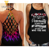 PHN Alabama Girl Criss-Cross Open Back Camisole Tank Top Legging MAR-QH16