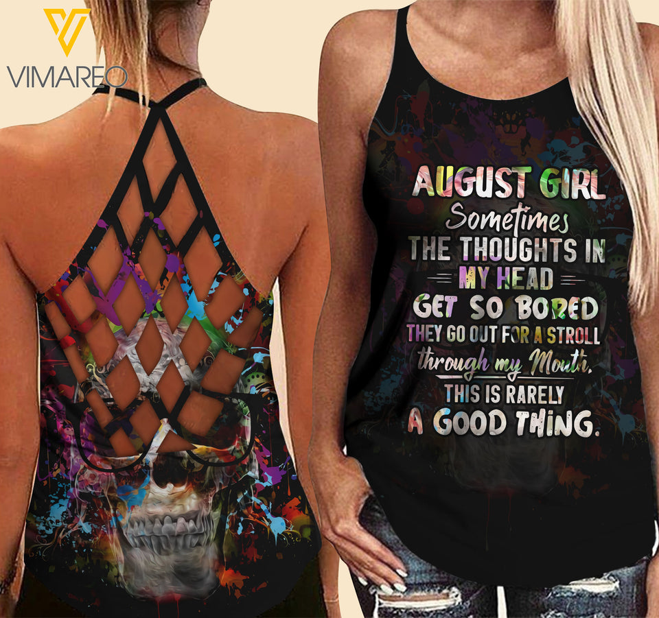 August Criss-Cross Open Back Camisole Tank Top Vm1103