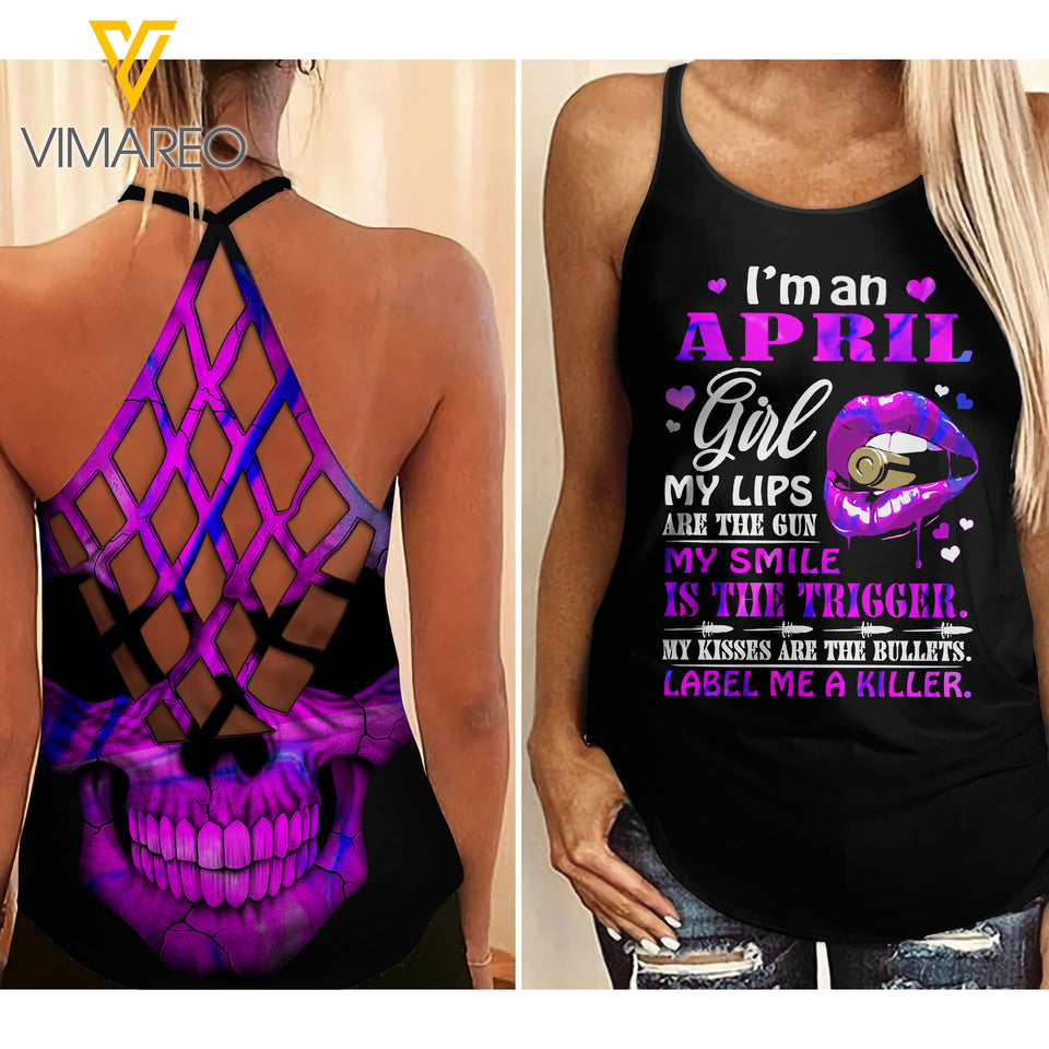 April Girl Criss-Cross Open Back Camisole Tank Top ZQ2403