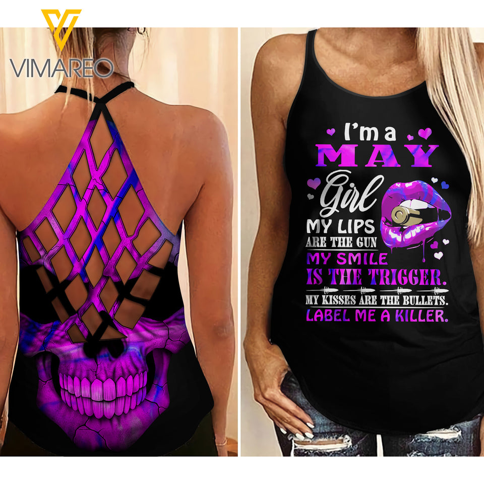 May Girl Criss-Cross Open Back Camisole Tank Top ZQ2403