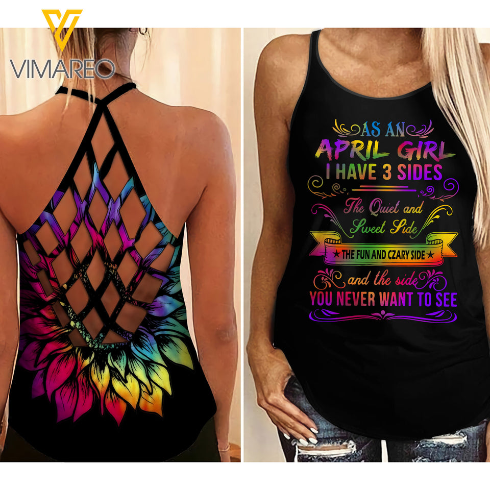 April Girl 3 sides Criss-Cross Open Back Camisole Tank Top 3 style ZQ1403