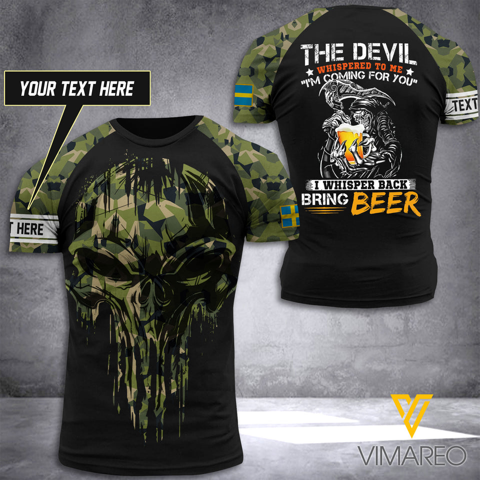 Customized Swedish Soldier Bring Beer 3D Printed Combat Shirt EZHQ140621