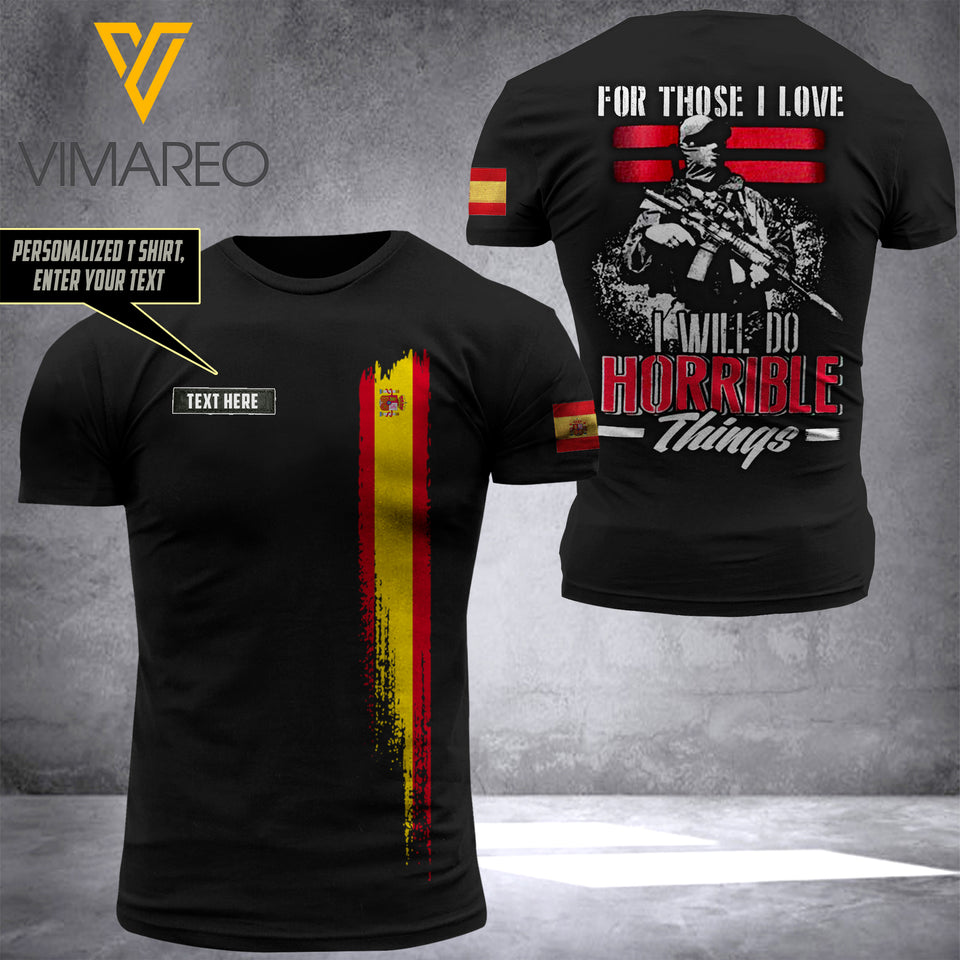 Customized Spanish Soldier 3D Printed Combat Shirt EZQ3006