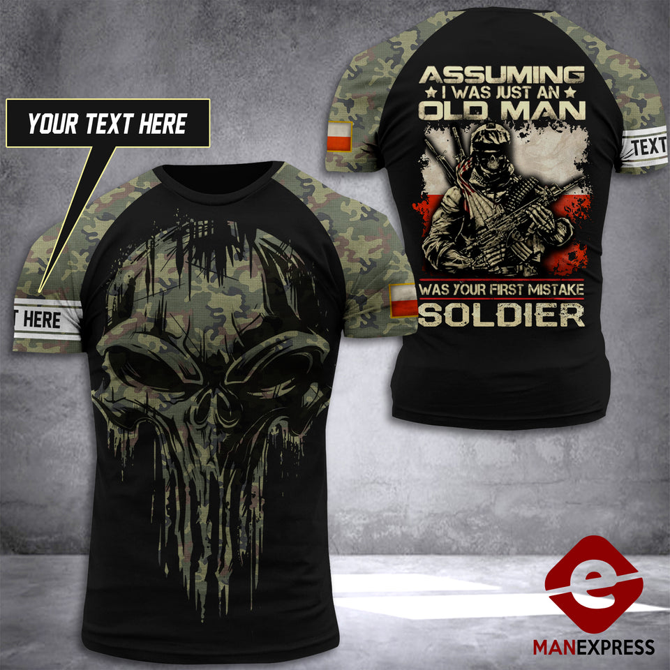 Customized Poland Soldier 3D Printed Combat Shirt EZQ070621