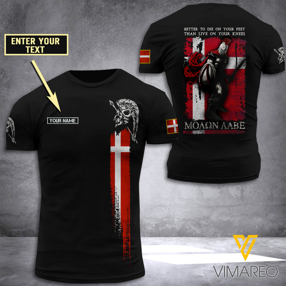 Customized Denmark Worrior 3D Printed Combat Shirt EZQ0406