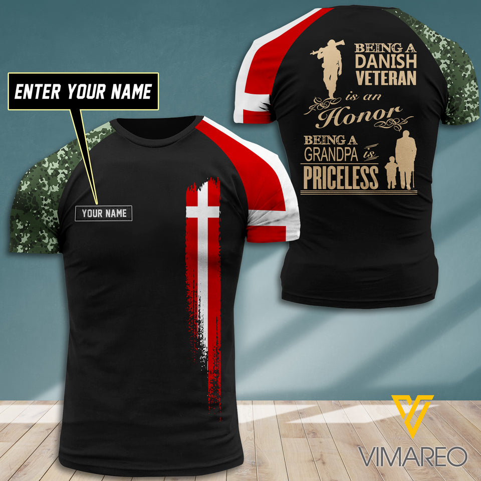 Customized Denmark Veteran 3D Printed Shirt EZT0607