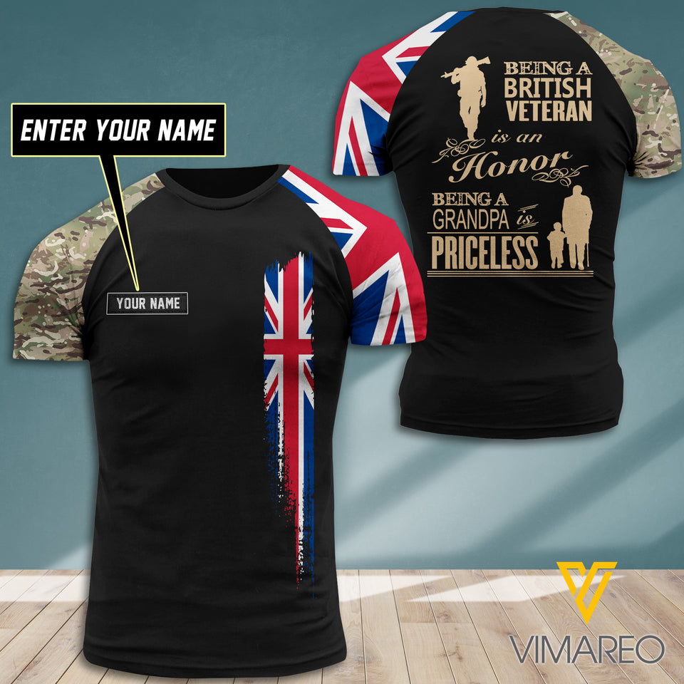 Customized British Veteran 3D Printed Shirt EZT0607