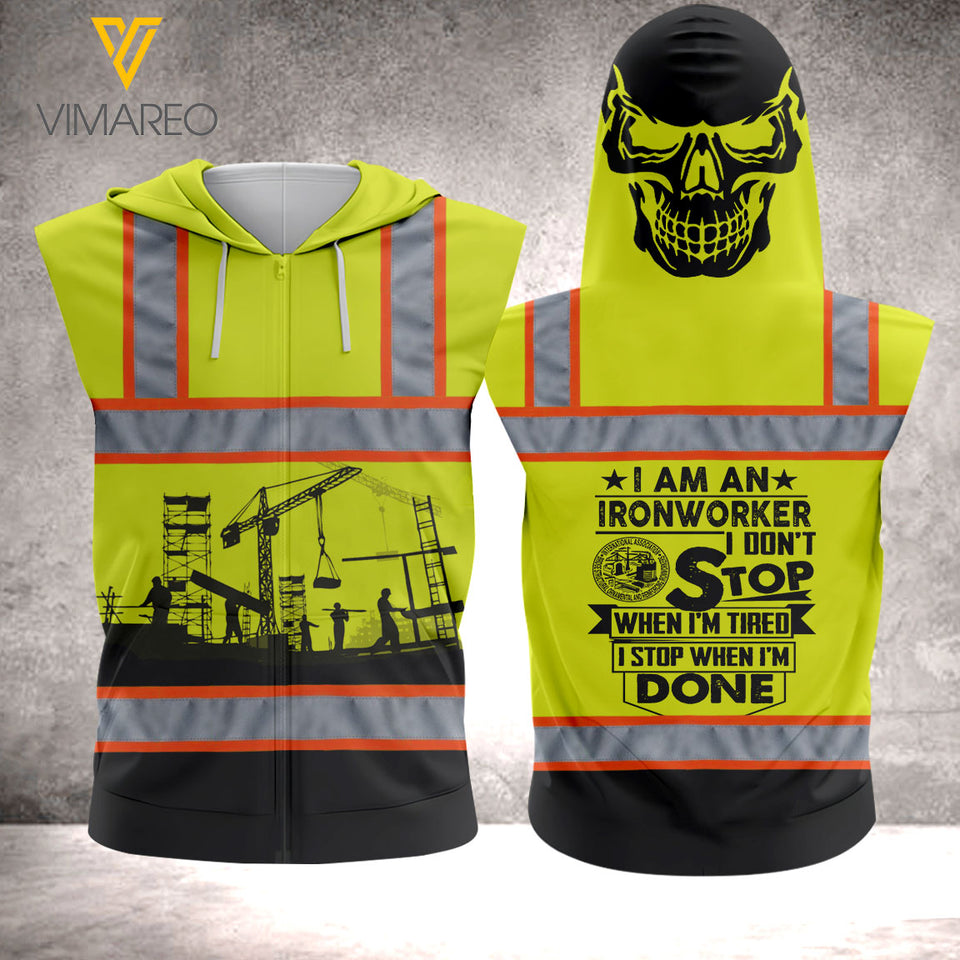 Ironworker Sleeveless Zip-Ups Hoodie MAR-HQ26