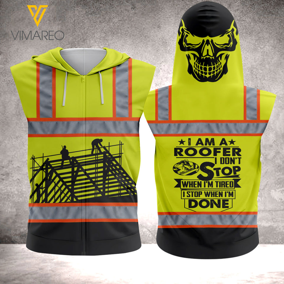 Roofer Sleeveless Zip-Ups Hoodie MAR-HQ26