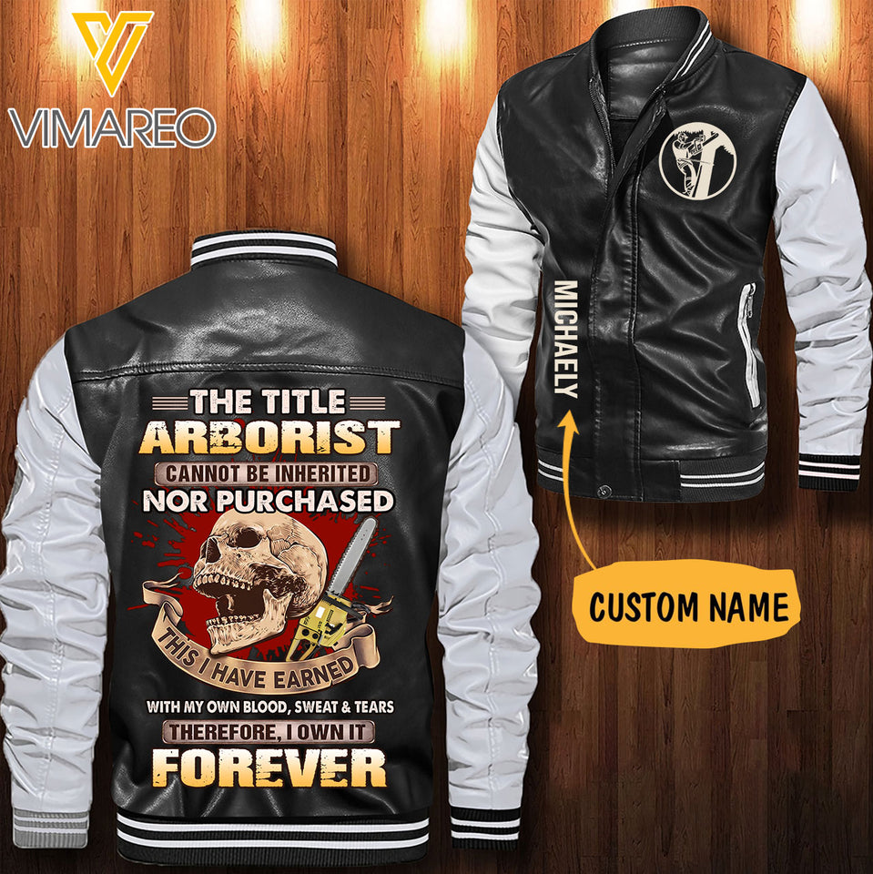 Personalized Arborist Leather Bomber Jacket SEP-HQ28