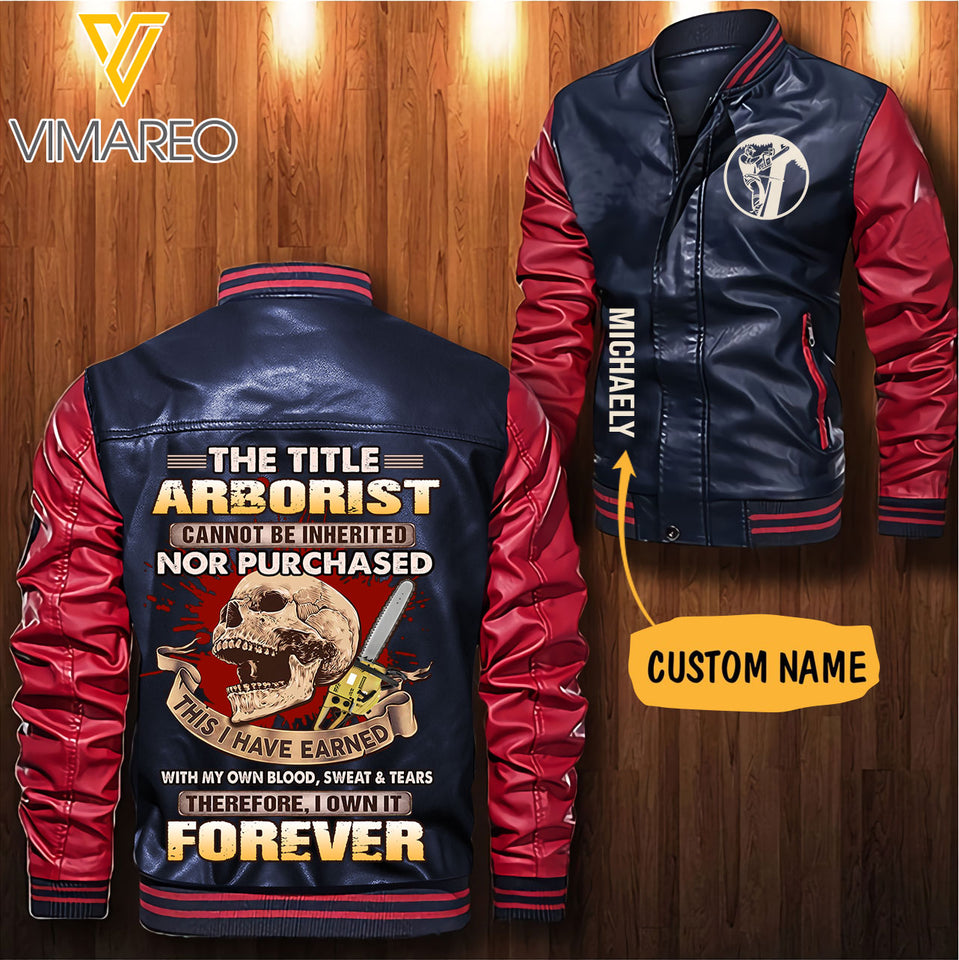 Personalized Arborist Leather Bomber Jacket SEP-HQ28