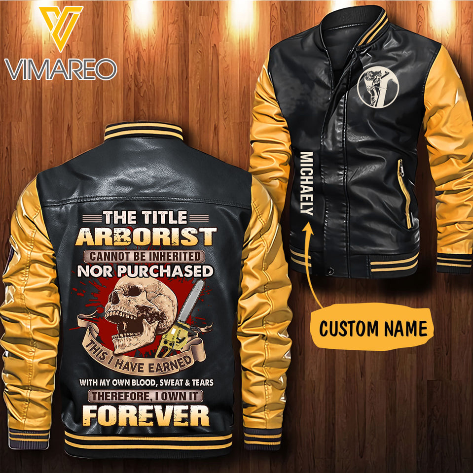 Personalized Arborist Leather Bomber Jacket SEP-HQ28