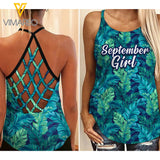 SEPTEMBER GIRL HAWAII PATTERN CRISS-CROSS TANK TOP