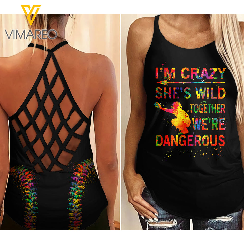 Softball Criss-Cross Open Back Camisole Tank Top 2 style APR-HQ15 DA
