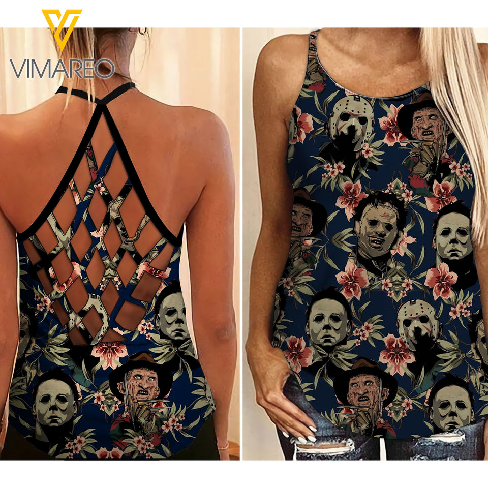 Horror Hawaii Criss-Cross Open Back Camisole Tank Top SEP-HQ01