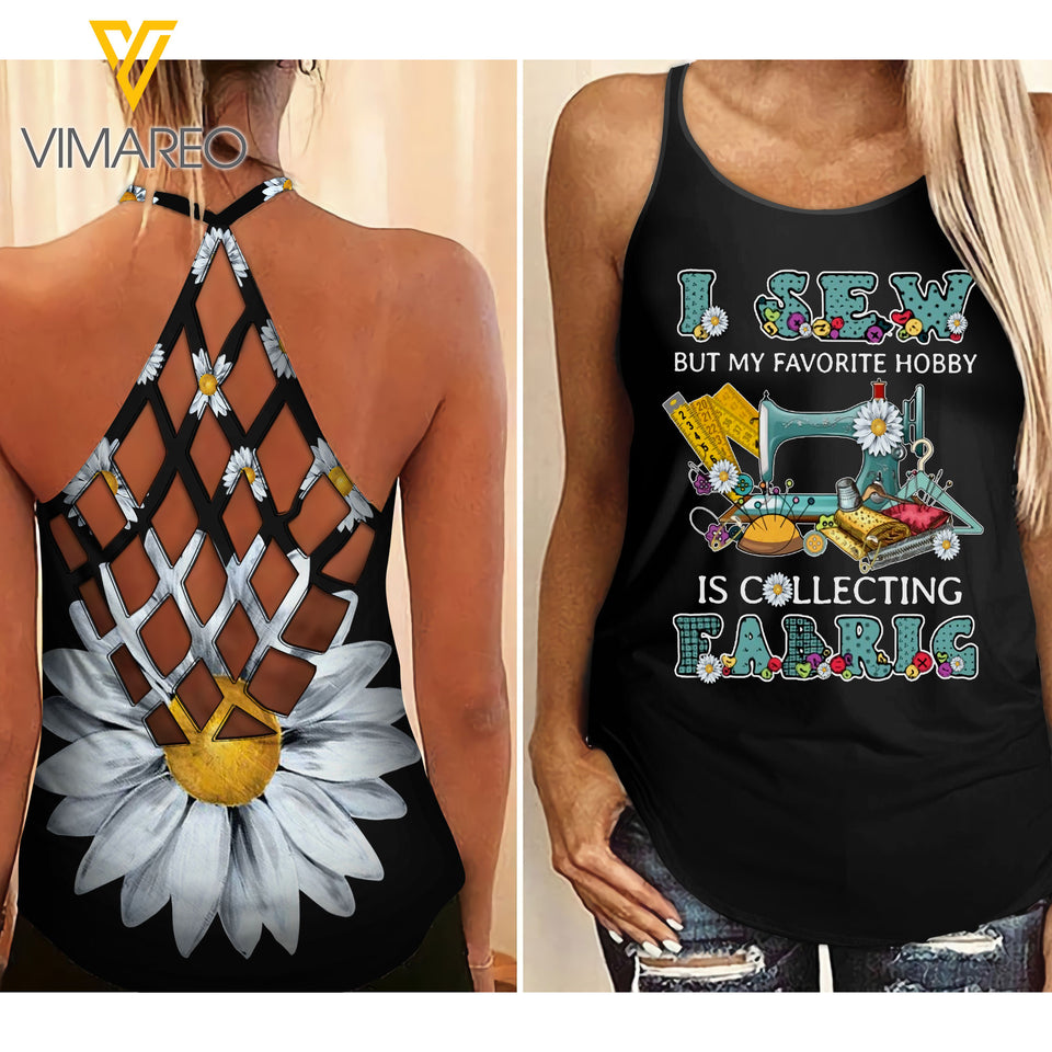Sewing Criss-Cross Open Back Camisole Tank Top MAR-HQ14 Fabrig