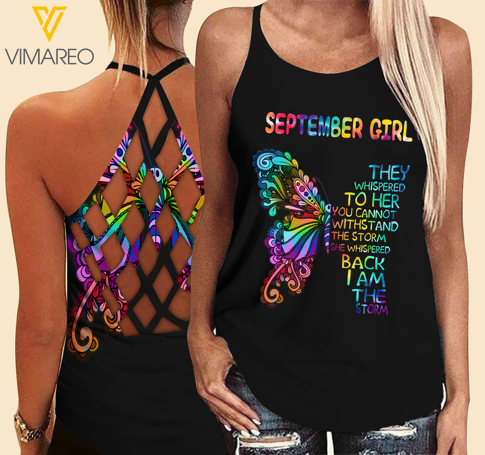 September Girl Criss-Cross Open Back Camisole Tank Top MAR-HQ11