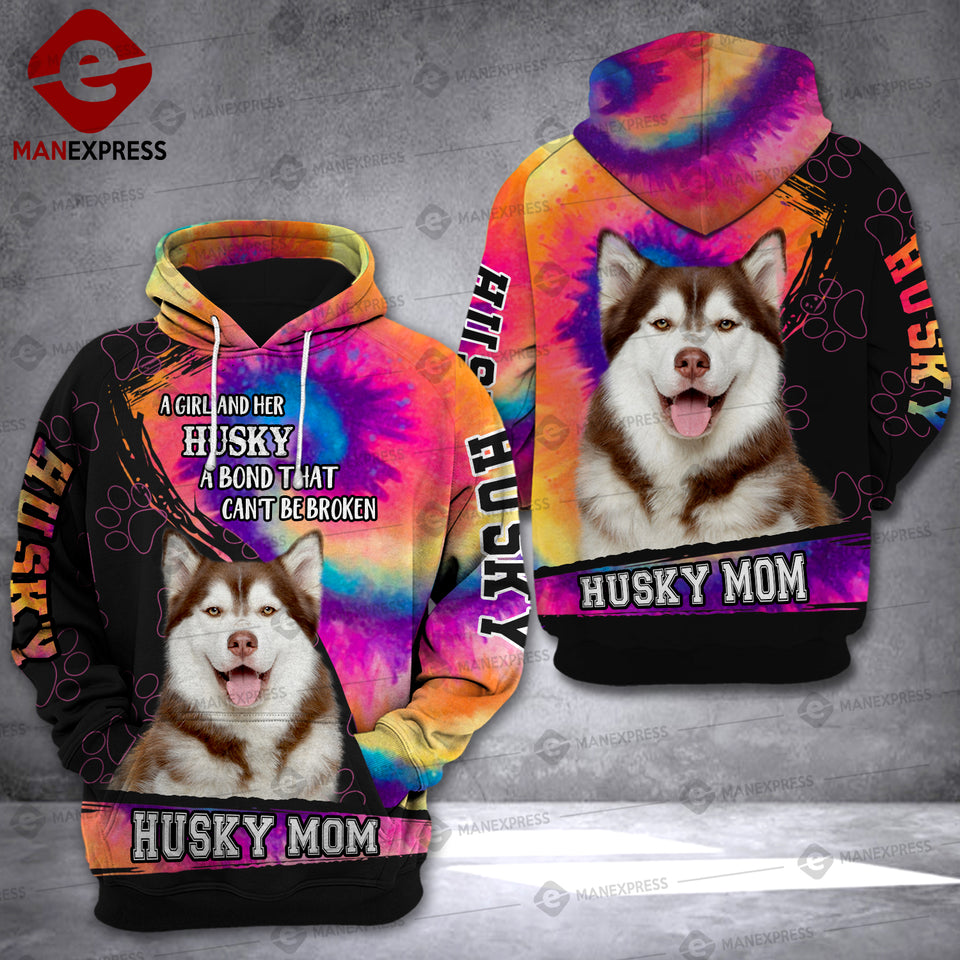MH HUSKY DOG HOODIE TIE DYE 3D PRINTED FEB-QH18
