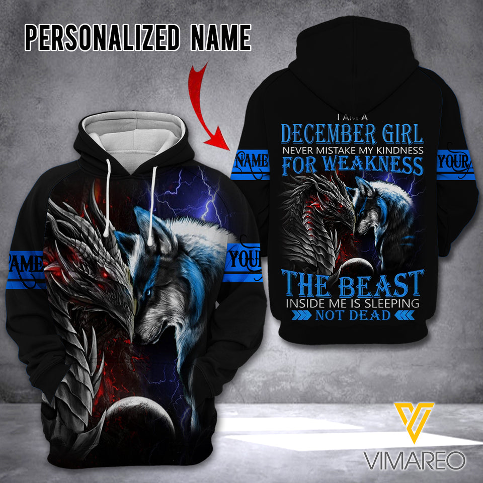 PERSONALIZED DECEMBER GIRL HOODIE 3D PRINTED OCT-QH04