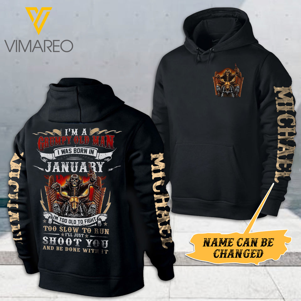 PERSONALIZED GRUMPY OLD MAN WAS BORN IN JANUARY HOODIE PRINTED 22FEB-DT07