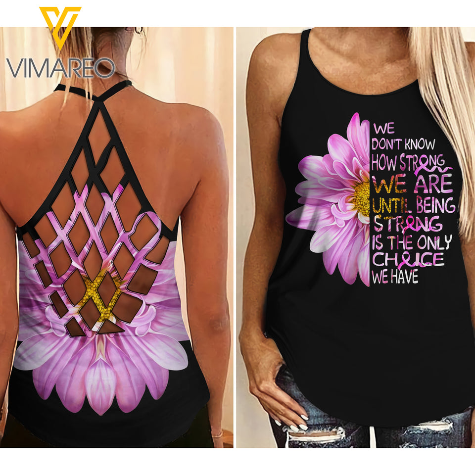 We Are Until Being Strong - Breast Cancer Awareness Criss-Cross Open Back Camisole Tank Top SEP-LN30