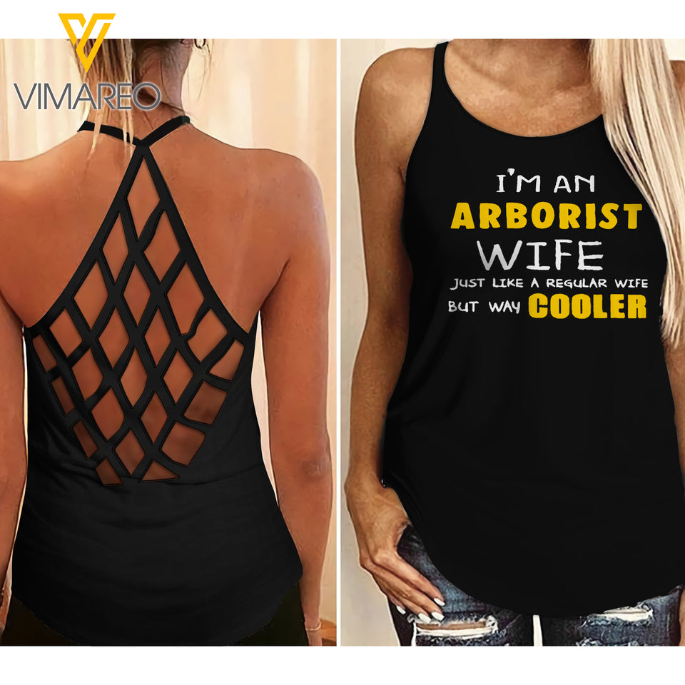 Arborist Wife Girl Criss-Cross Open Back Camisole Tank Top APR-LN14