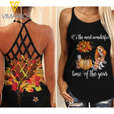Beagle Dog Criss-Cross Open Back Camisole Tank Top SEP-LN08