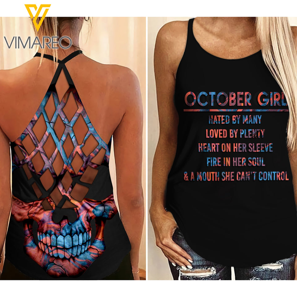 October Girl Criss-Cross Open Back Camisole Tank Top JUE-LN30