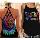 Beer Criss-Cross Open Back Camisole Tank Top APR-QH06