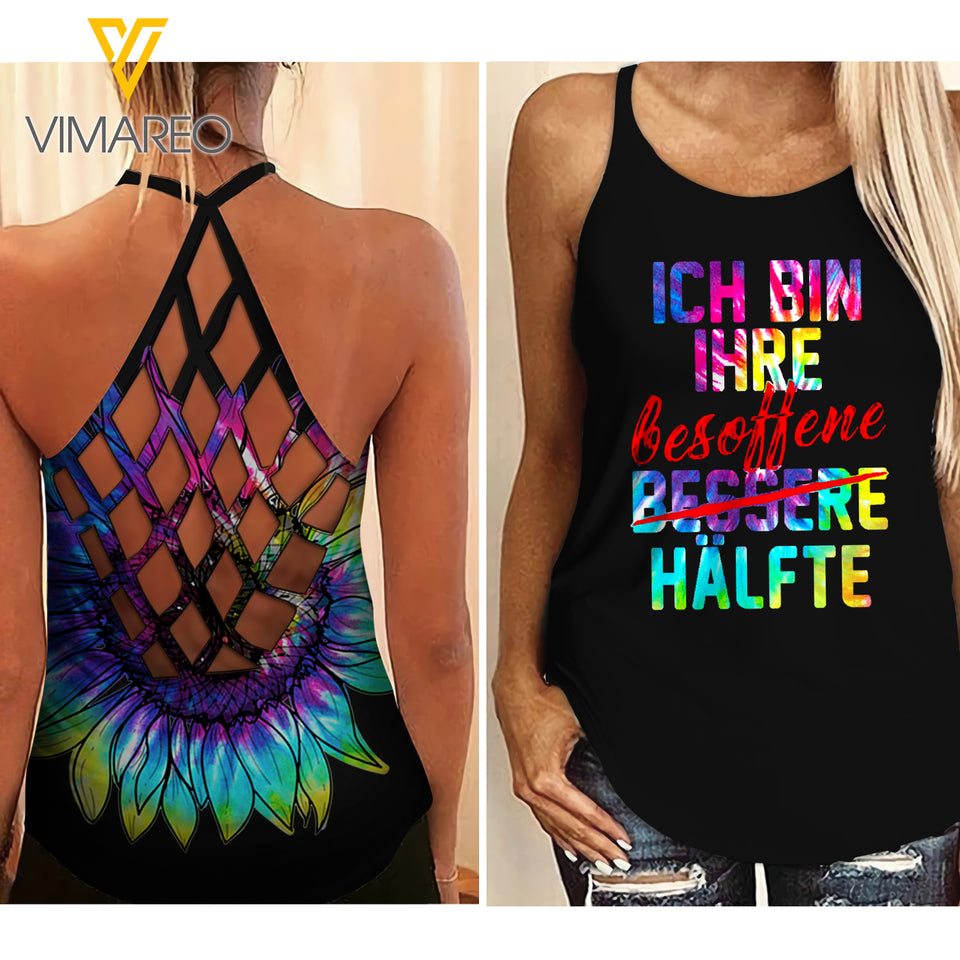 Drink Criss-Cross Open Back Camisole Tank Top APR-QH06