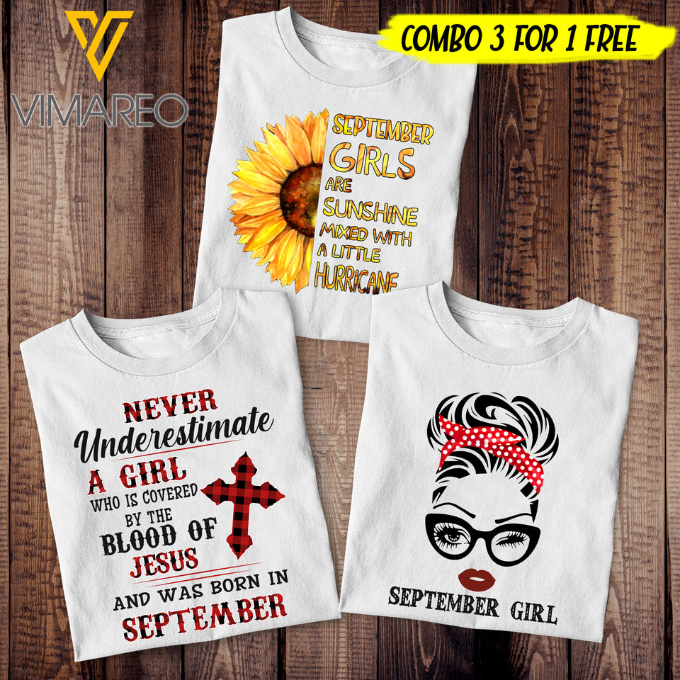 SEPTEMBER GIRL COMBO 3 FOR 1 FREE TSHIRT 3D PRINTED AUG-DT19