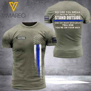 THIN BLUE LINE TSHIRT PRINTED APR-LN07