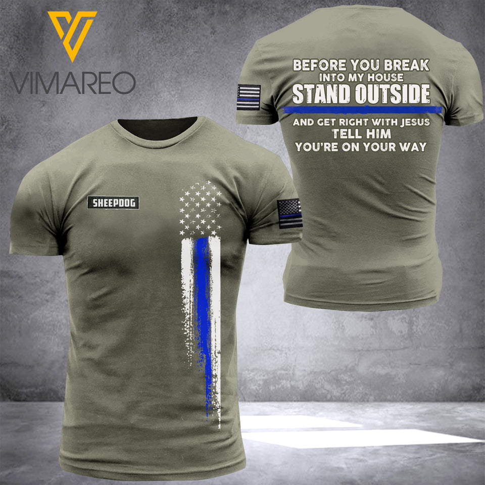 THIN BLUE LINE TSHIRT PRINTED APR-LN07
